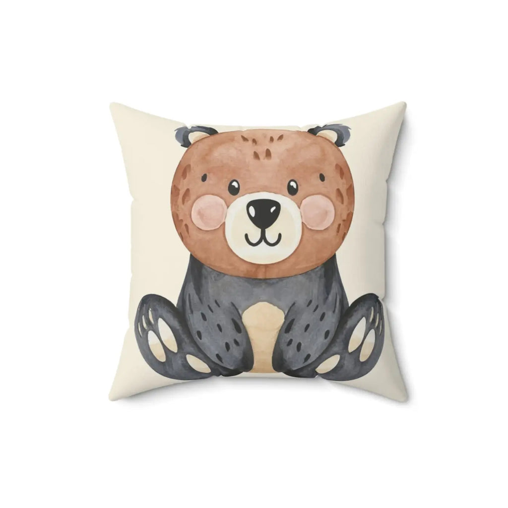 Cute Bear Throw Pillow - Spun Polyester Square - DipaliZ