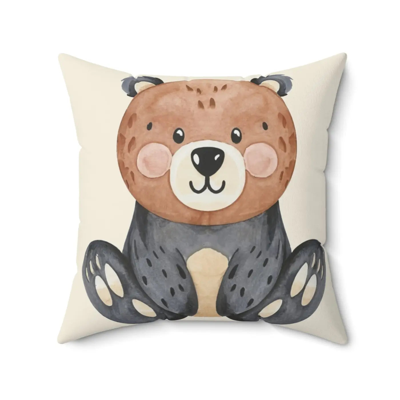 Cute Bear Throw Pillow - Spun Polyester Square - DipaliZ