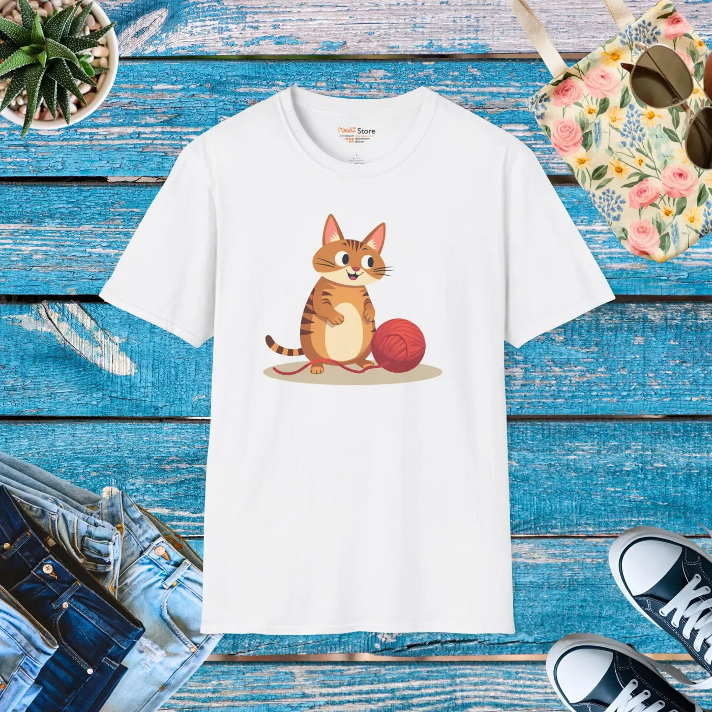 Cute Cat Basketball Unisex Softstyle Tee - Cat Lovers - DipaliZ