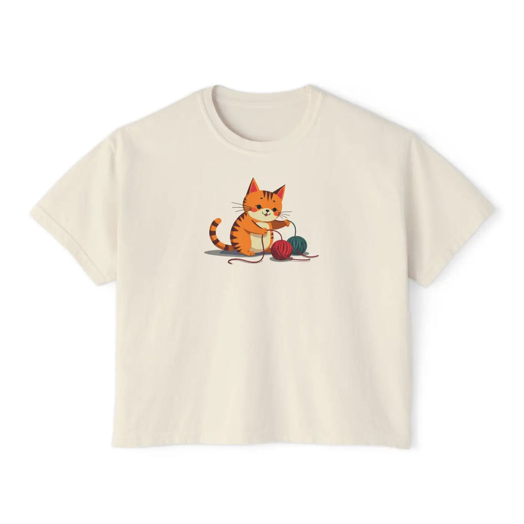Cat Boxy Tee - Cute Fun Style for Women - DipaliZ