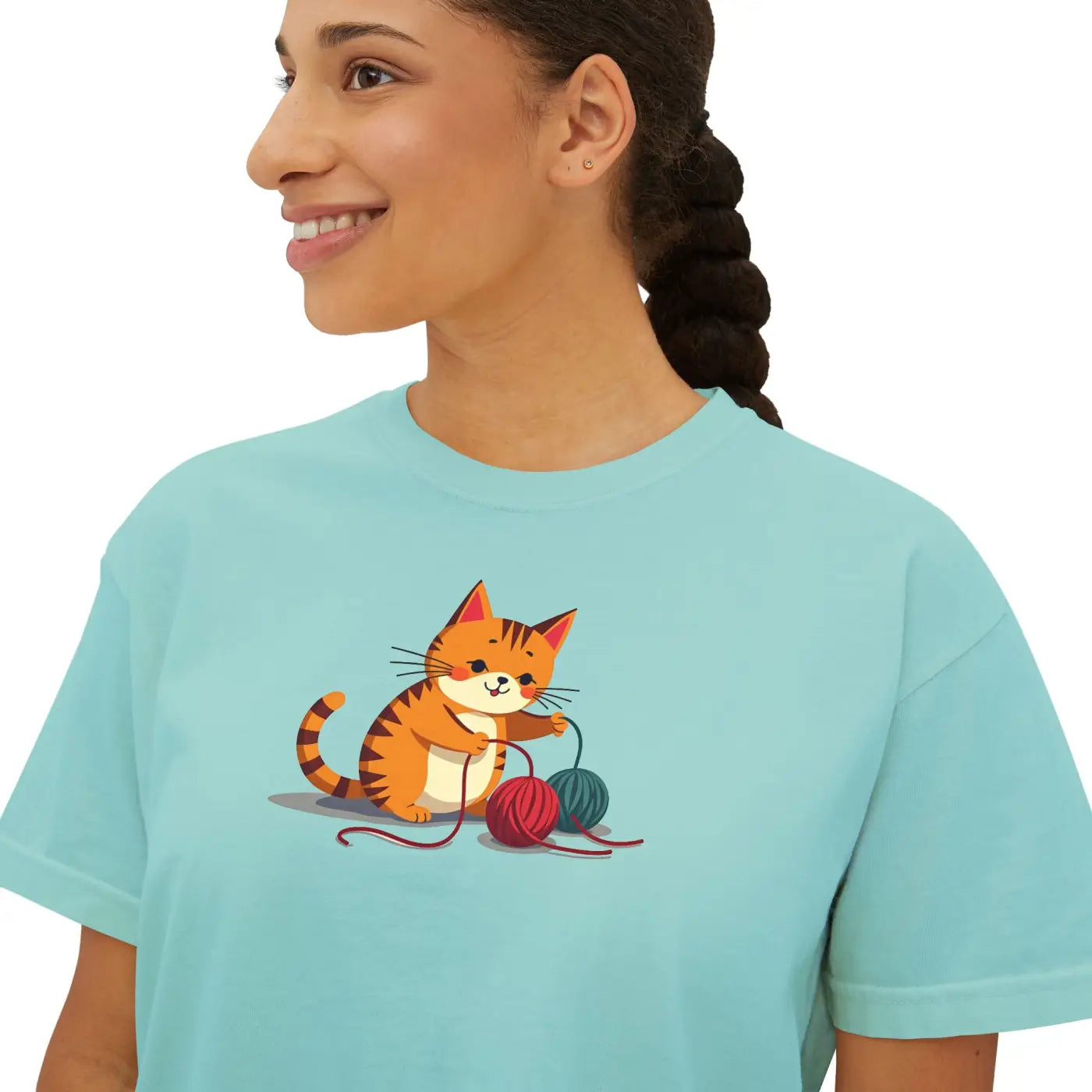 Cat Boxy Tee - Cute Fun Style for Women - DipaliZ