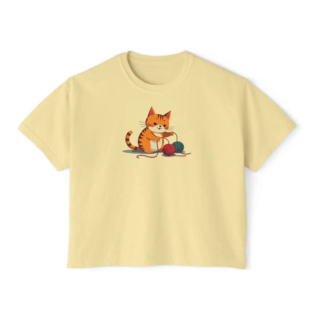 Cat Boxy Tee - Cute Fun Style for Women - DipaliZ