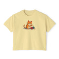 Cat Boxy Tee - Cute Fun Style for Women - DipaliZ