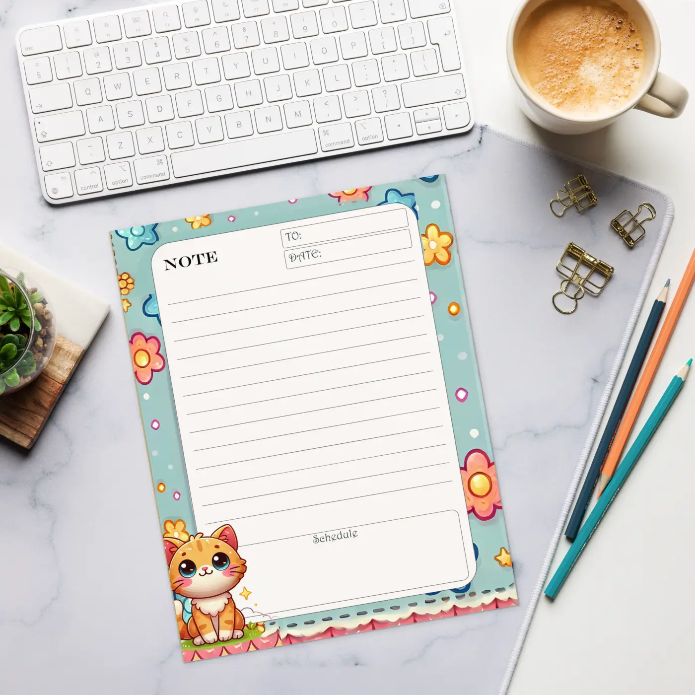 Cat Daily Planner - Cute Daily Planner Boost Notepad - DipaliZ
