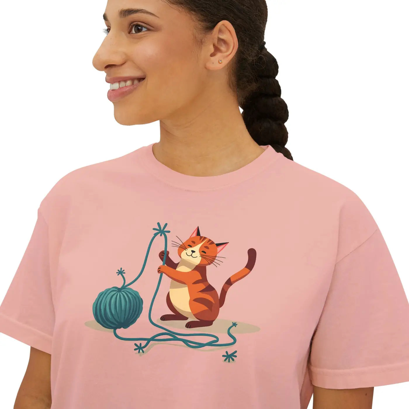 Cute Cat Lover Women's Boxy Tee - Fun Cat Graphic - DipaliZ