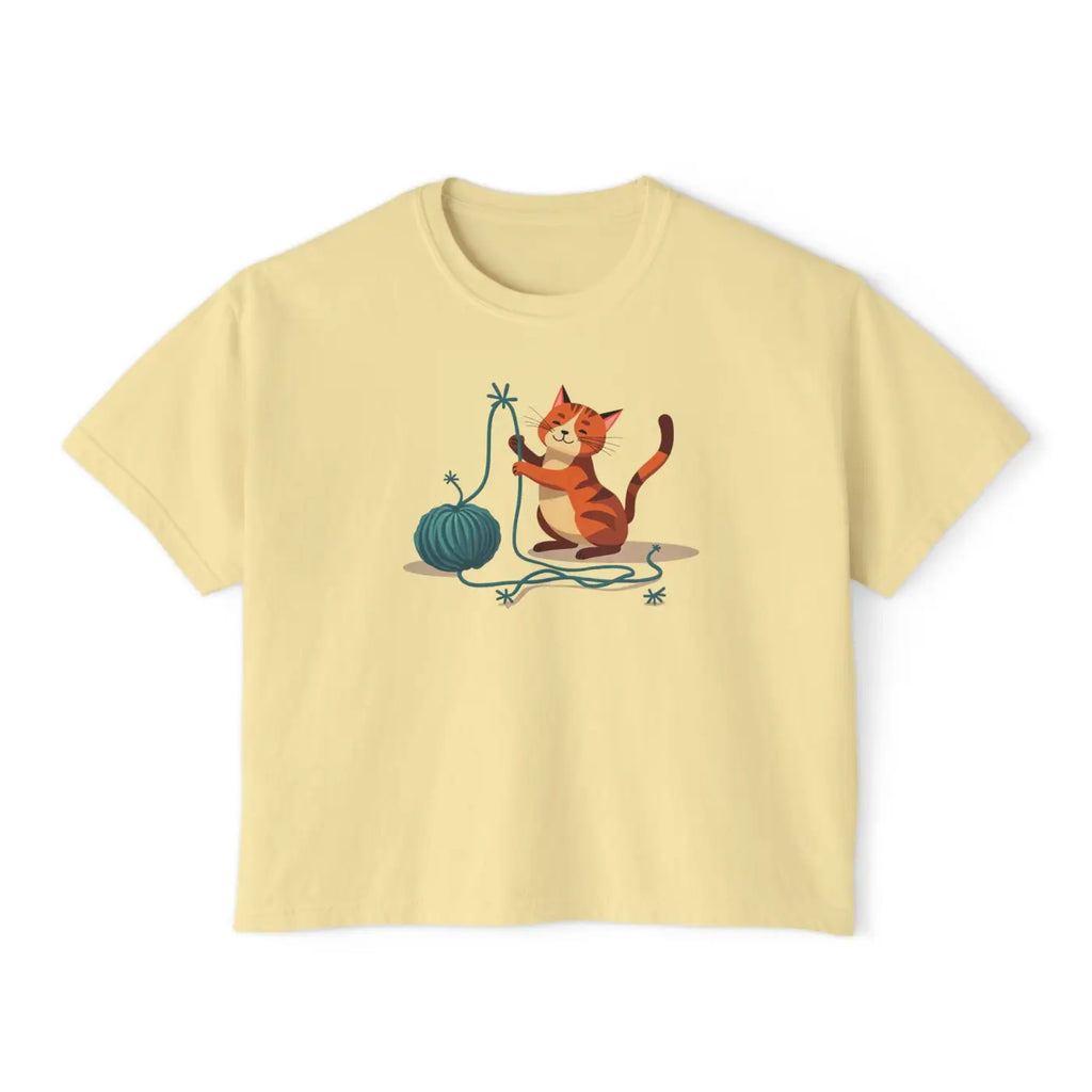 Cute Cat Lover Women's Boxy Tee - Fun Cat Graphic - DipaliZ