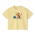 Cute Cat Lover Women's Boxy Tee - Fun Cat Graphic - DipaliZ