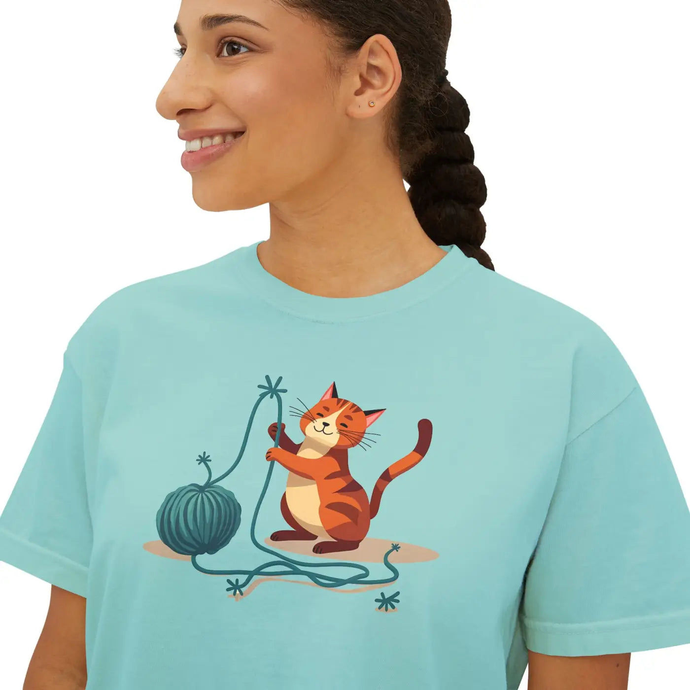 Cute Cat Lover Women's Boxy Tee - Fun Cat Graphic - DipaliZ