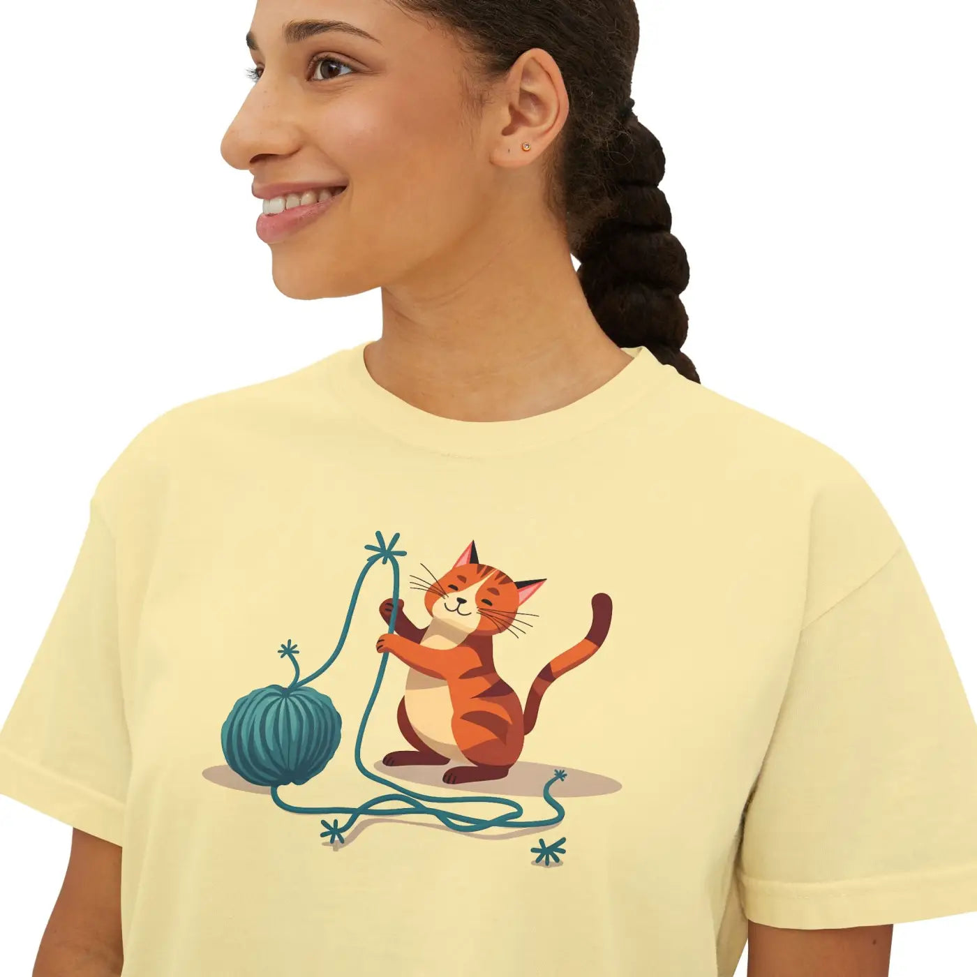 Cute Cat Lover Women's Boxy Tee - Fun Cat Graphic - DipaliZ