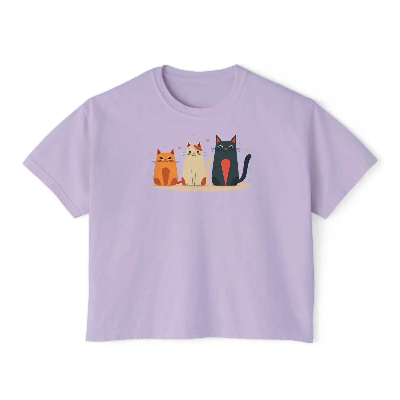 Cute Cat Lovers Women's Boxy Tee - Soft Cotton T-Shirt - DipaliZ