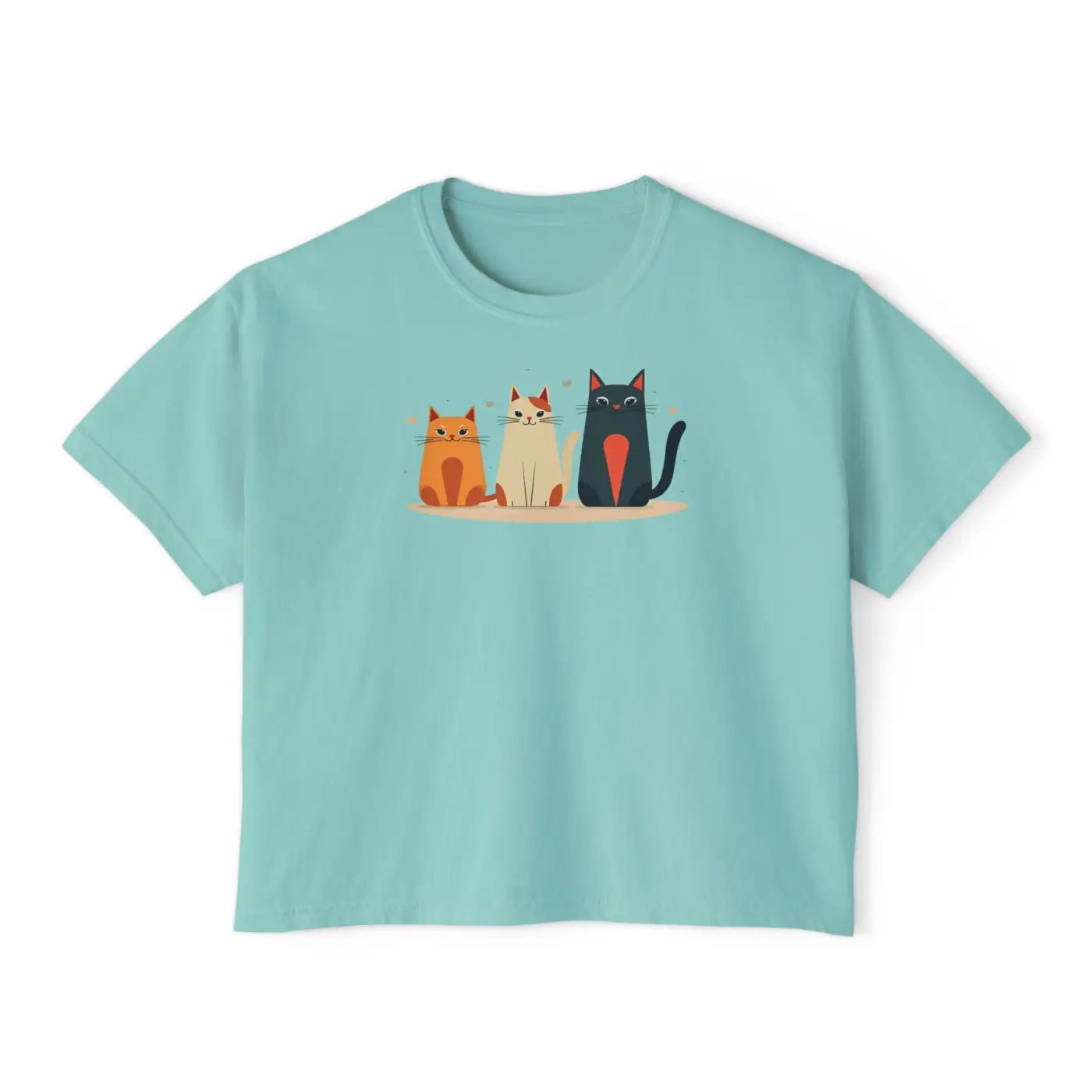 Cute Cat Lovers Women's Boxy Tee - Soft Cotton T-Shirt - DipaliZ