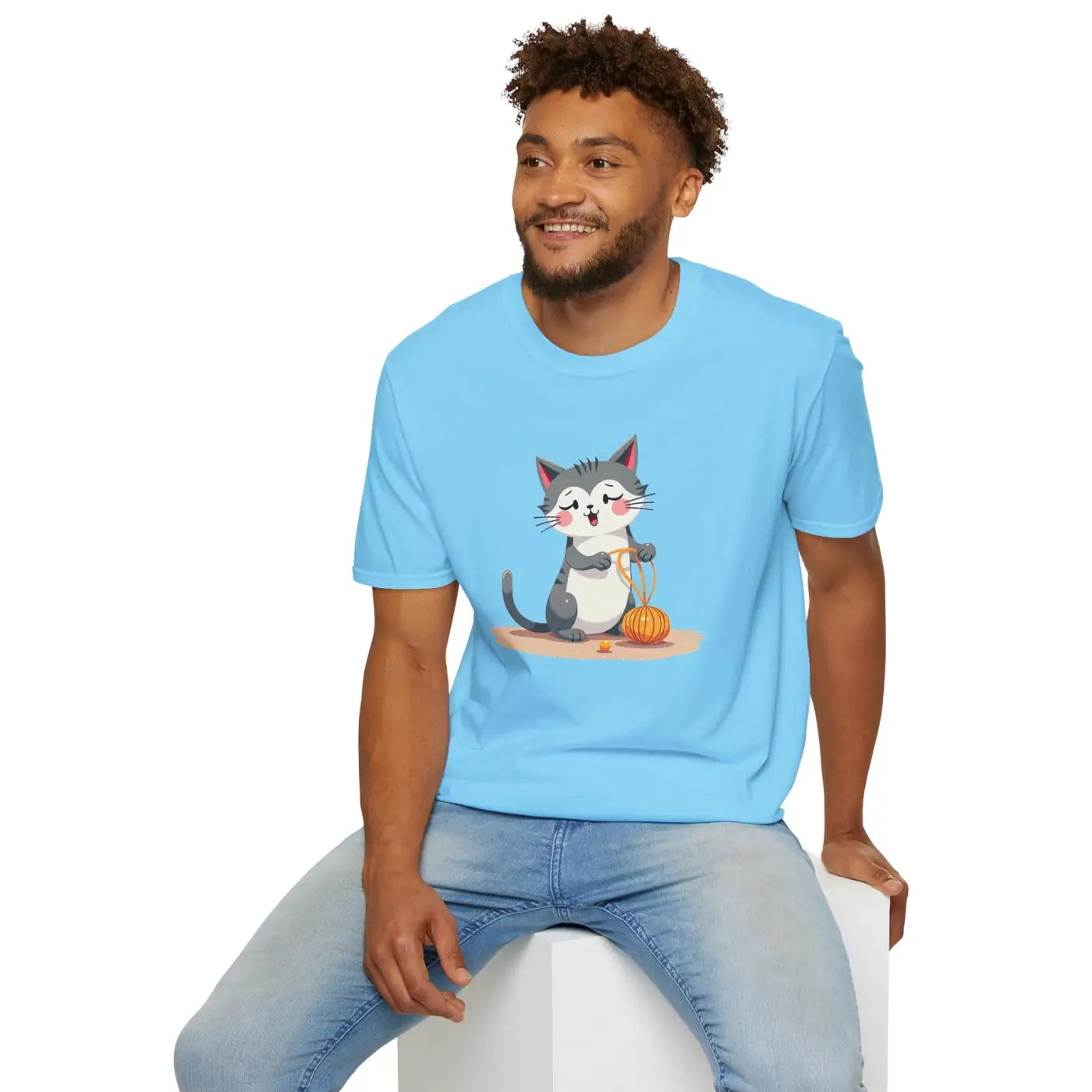 Cute Cat Pumpkin Cozy Casual Tee - Fall Pet Lover Gift - DipaliZ