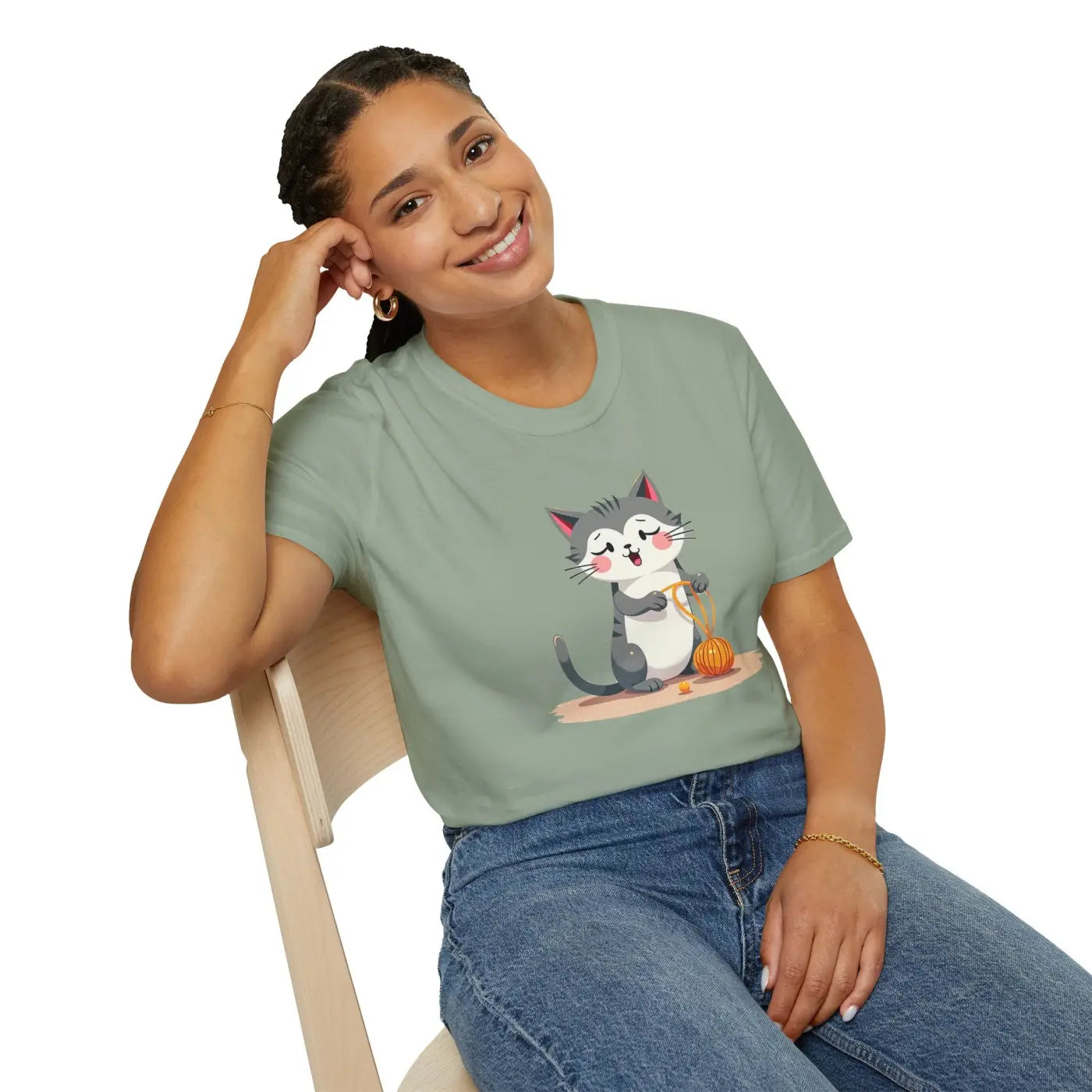 Cute Cat Pumpkin Cozy Casual Tee - Fall Pet Lover Gift - DipaliZ