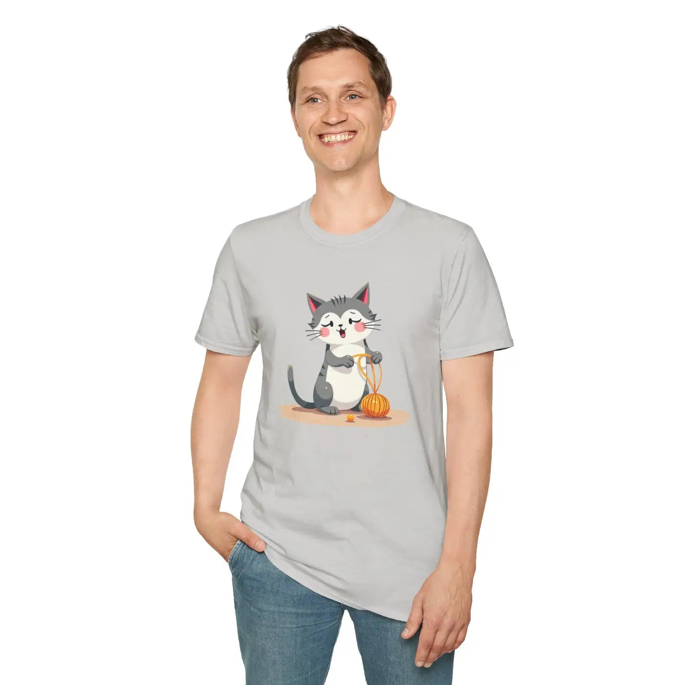 Cute Cat Pumpkin Cozy Casual Tee - Fall Pet Lover Gift - DipaliZ