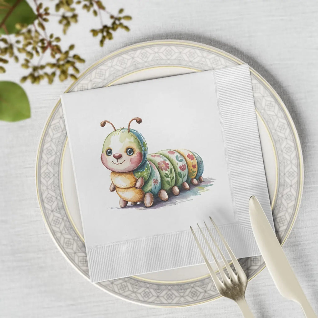 Cute Caterpillar Napkins - Whimsical Party Supplies - DipaliZ
