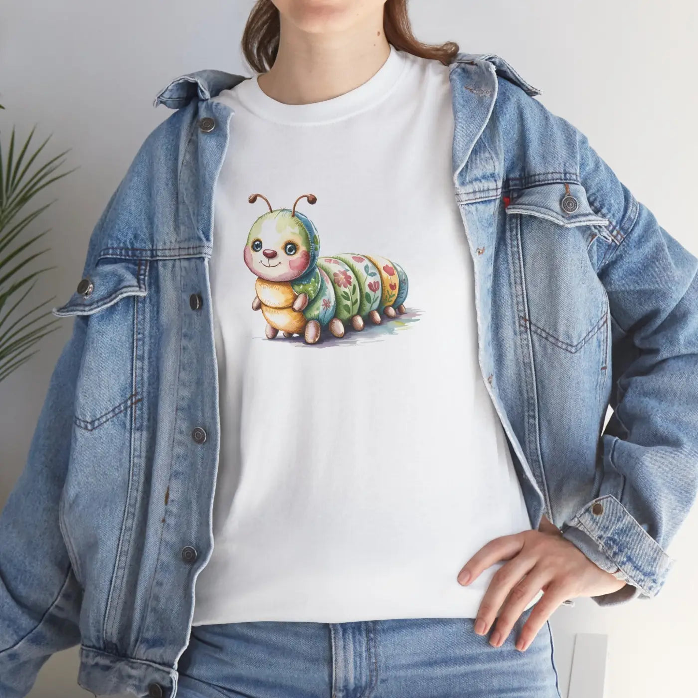 Cute Caterpillar Unisex Heavy Cotton Tee - Nature Lovers - DipaliZ