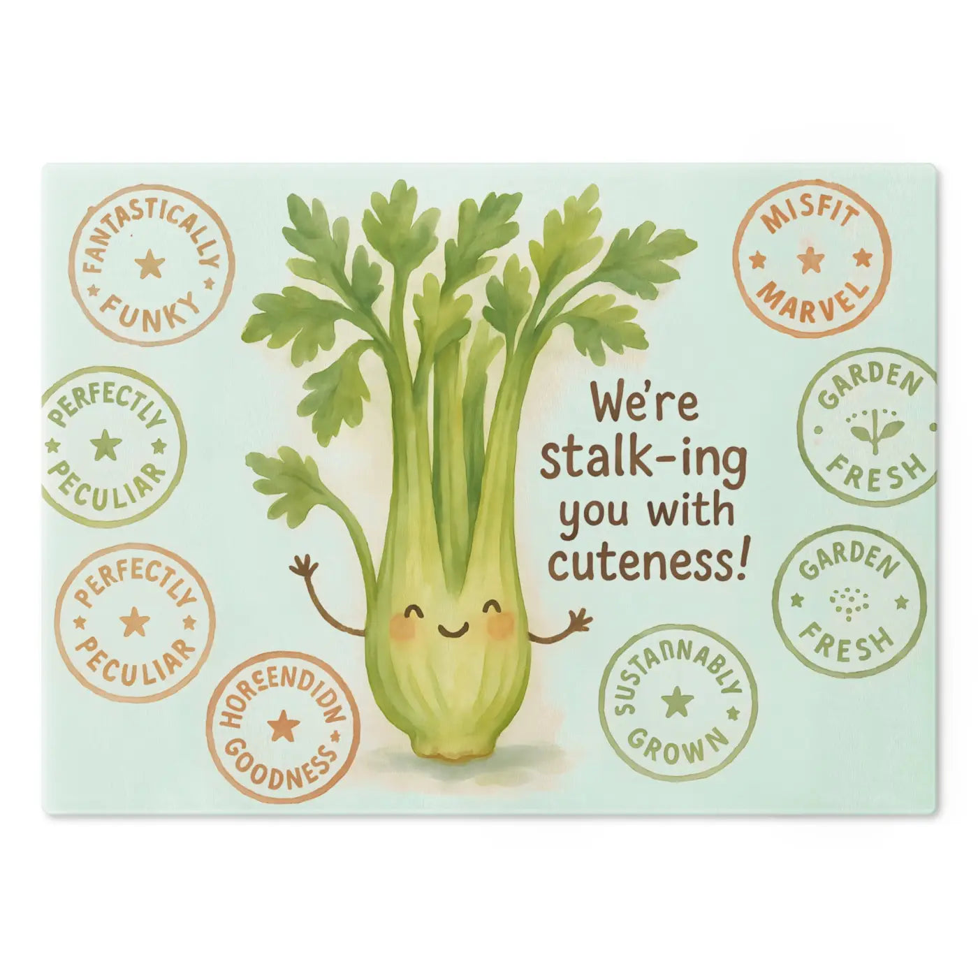 Celery Cutting Board - Pastel Greens Tempered Glass - DipaliZ