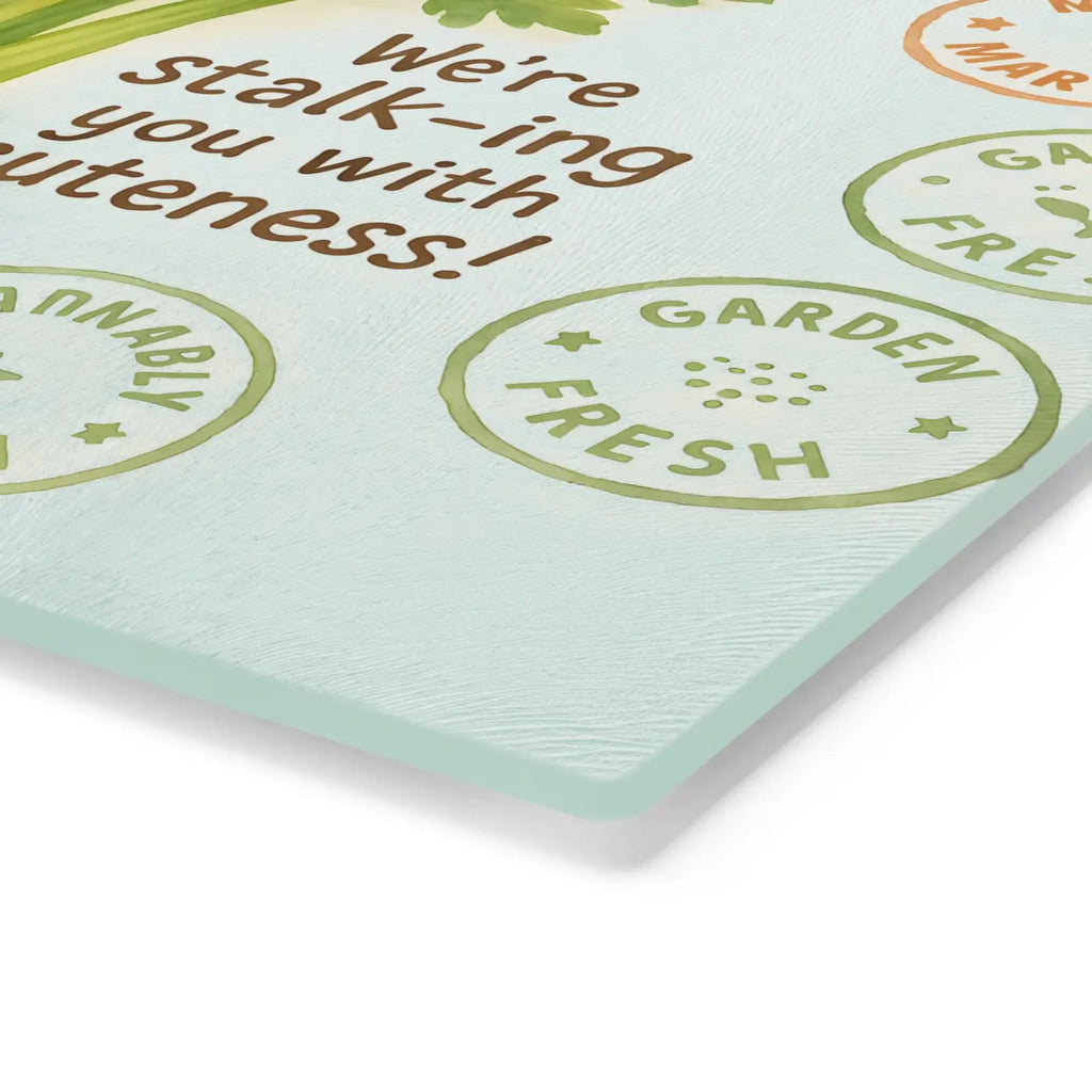 Celery Cutting Board - Pastel Greens Tempered Glass - DipaliZ