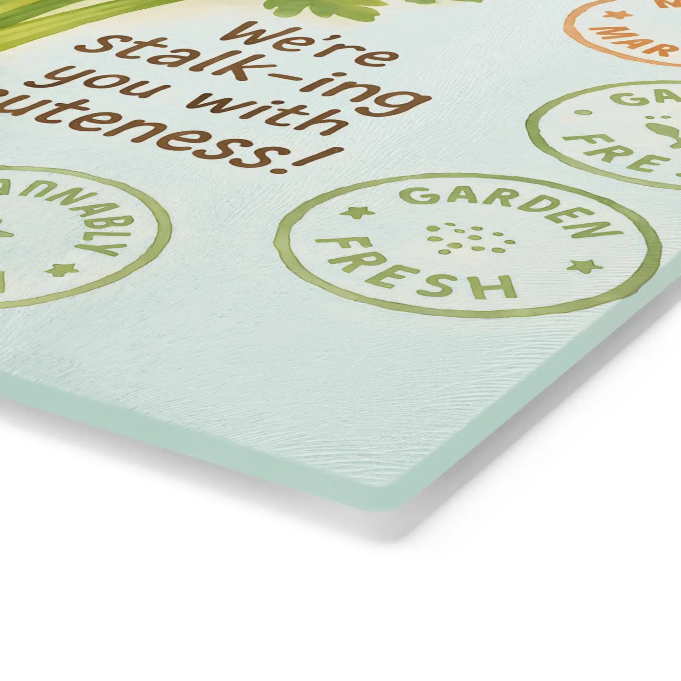 Celery Cutting Board - Pastel Greens Tempered Glass - DipaliZ