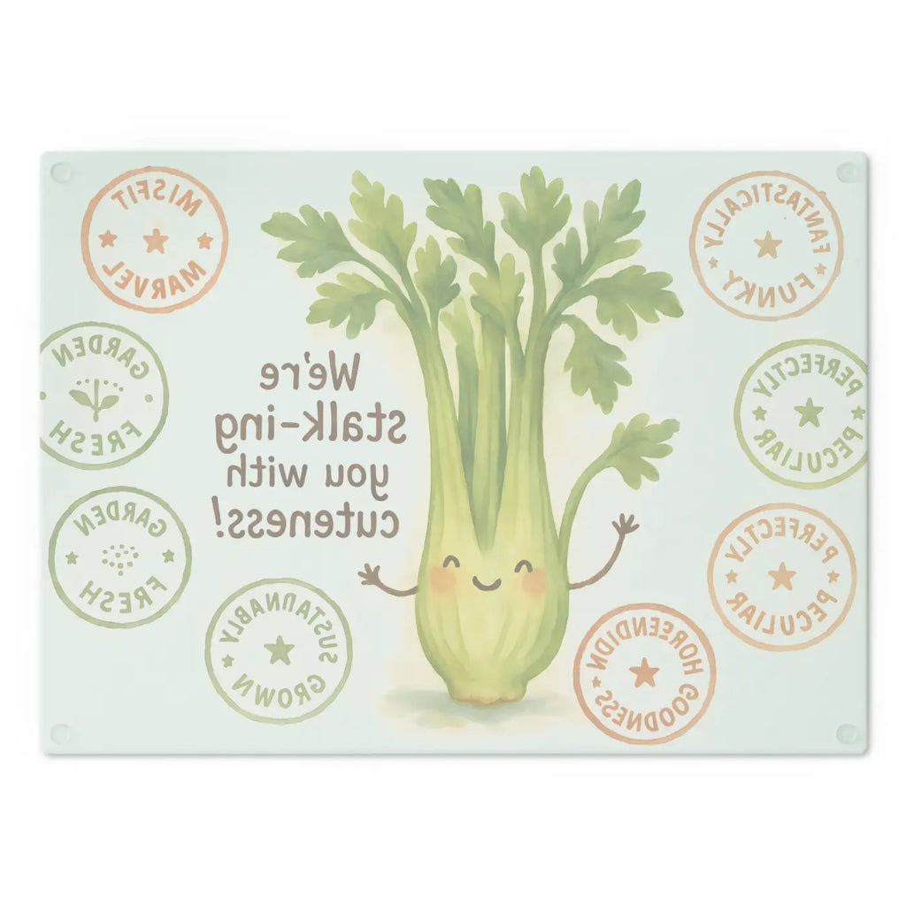 Celery Cutting Board - Pastel Greens Tempered Glass - DipaliZ