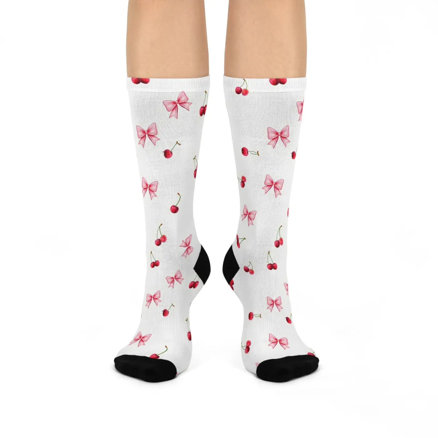 Cherry Bow Cushioned Crew Socks - Cute and Cozy - DipaliZ