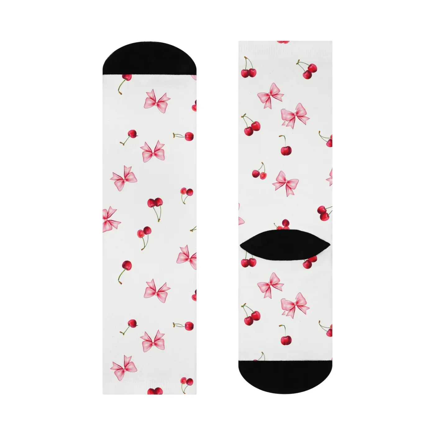 Cherry Bow Cushioned Crew Socks - Cute and Cozy - DipaliZ