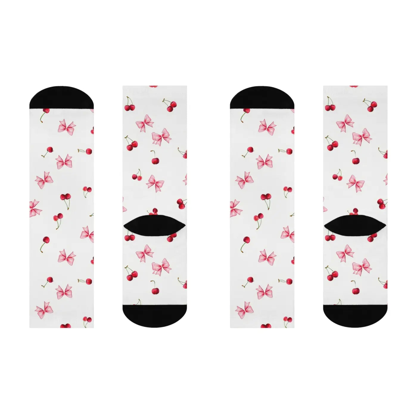 Cherry Bow Cushioned Crew Socks - Cute and Cozy - DipaliZ