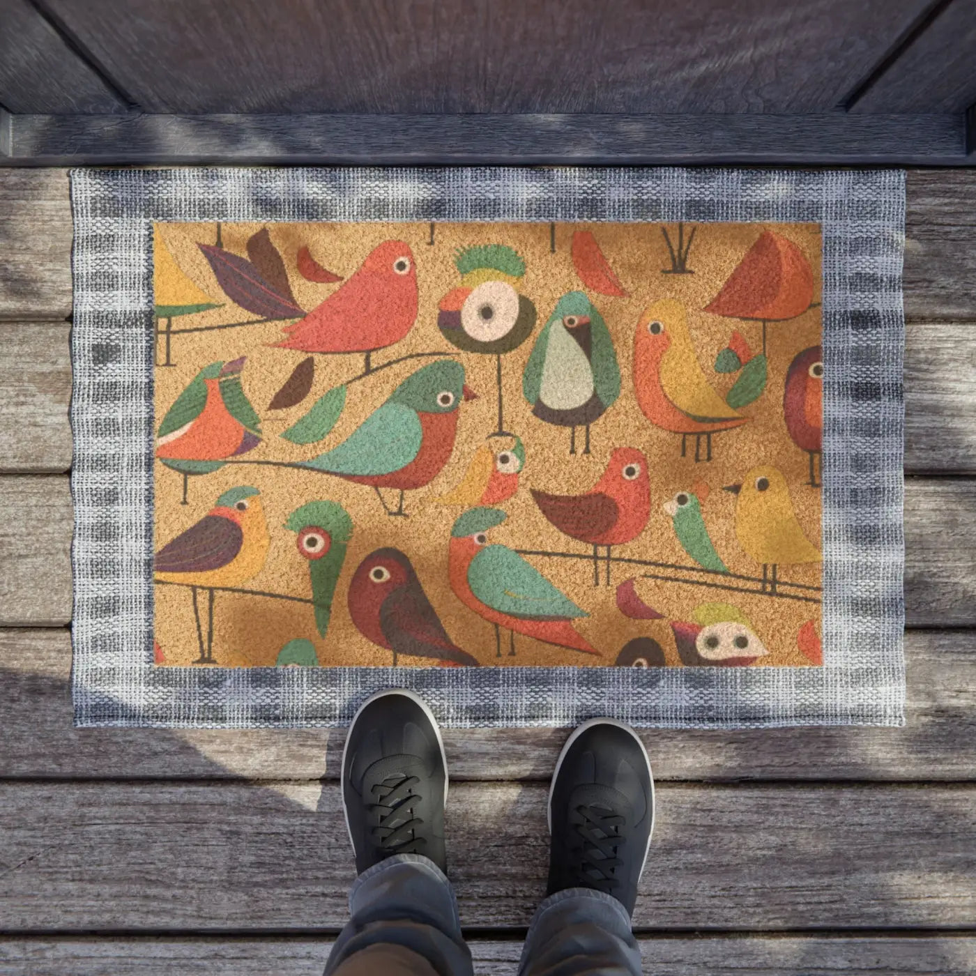 Cheerful Birds Doormat - Coir Coconut Fiber Design - DipaliZ