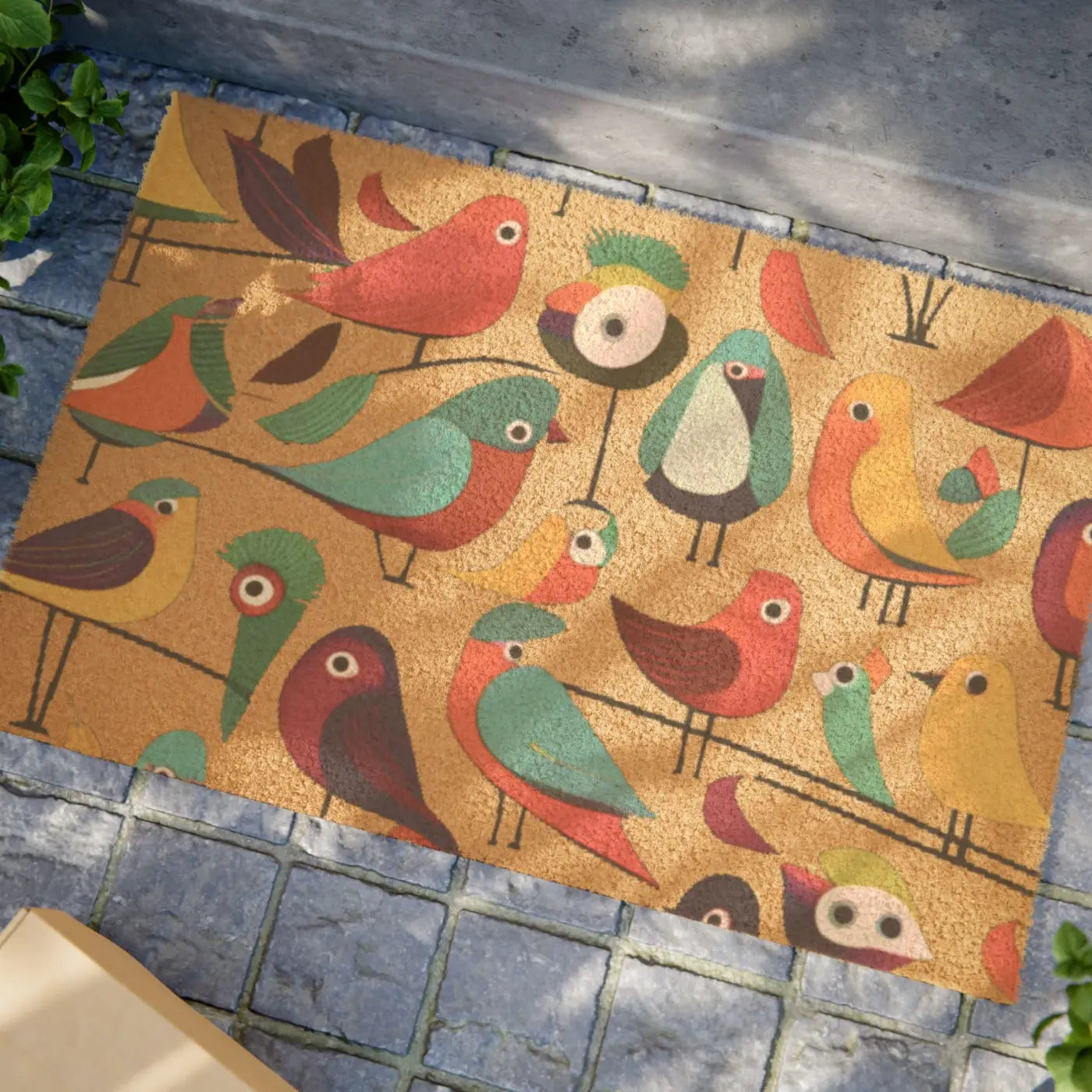 Cheerful Birds Doormat - Coir Coconut Fiber Design - DipaliZ