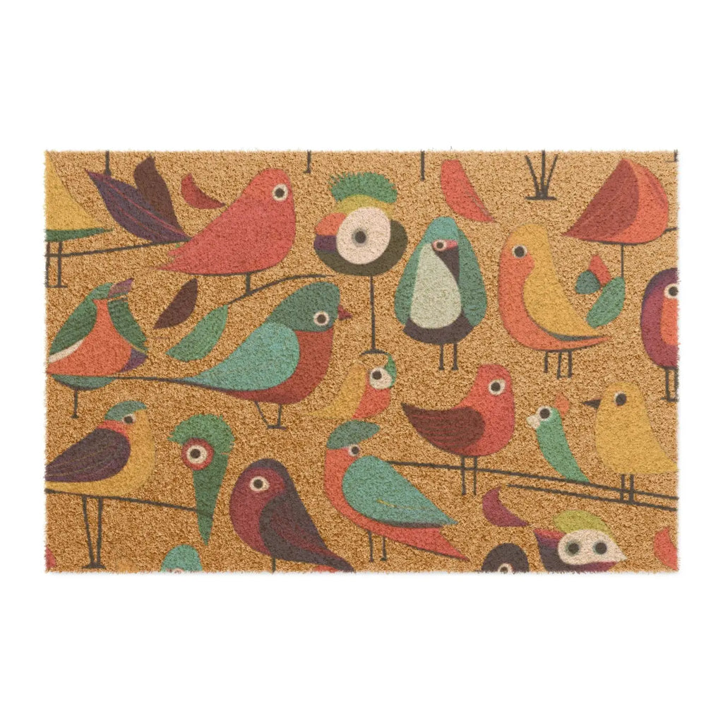 Cheerful Birds Doormat - Coir Coconut Fiber Design - DipaliZ