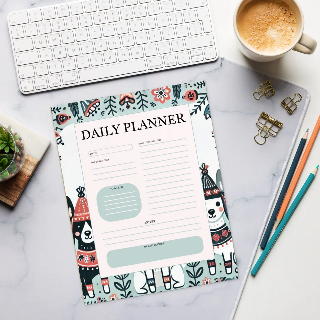 Cute Dogs Daily Planner - Everyday Organization - DipaliZ