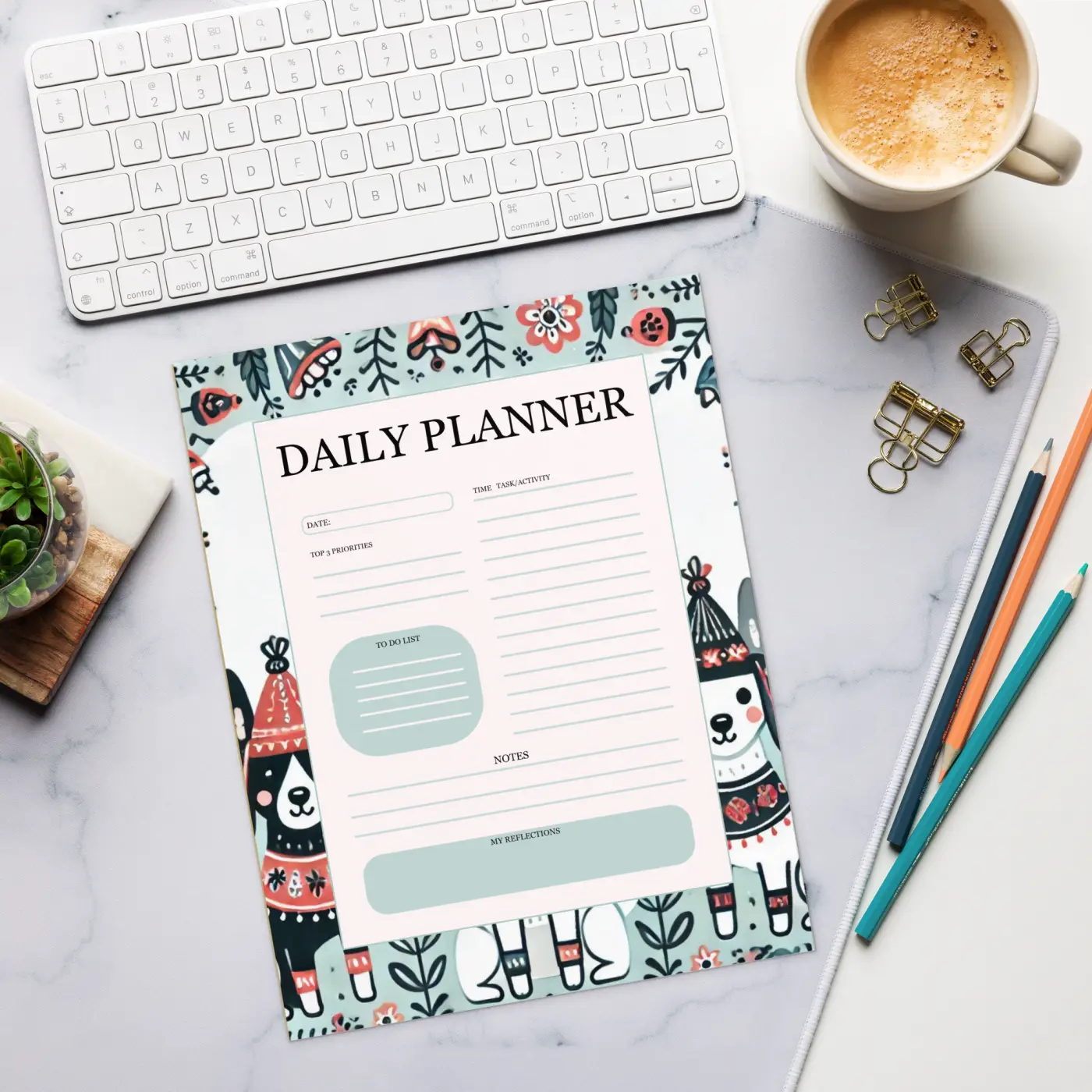 Cute Dogs Daily Planner - Everyday Organization - DipaliZ