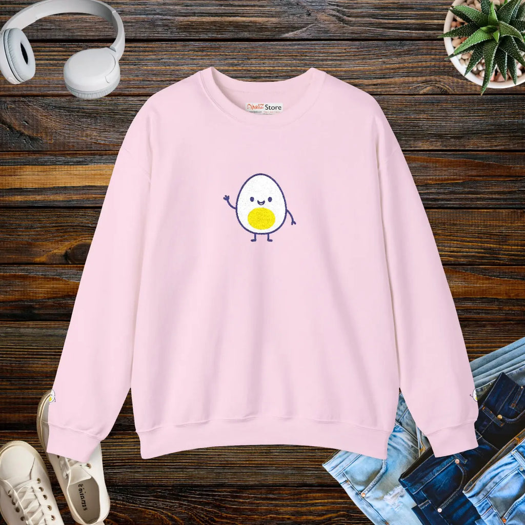 Cute Egg Embroidered Sweatshirt - Cozy Vibes Everyday - DipaliZ