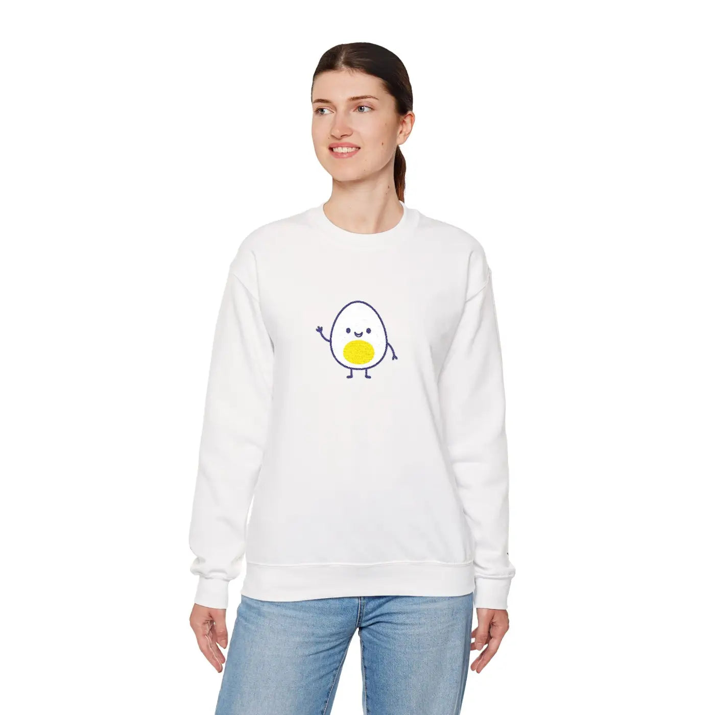 Cute Egg Embroidered Sweatshirt - Cozy Vibes Everyday - DipaliZ