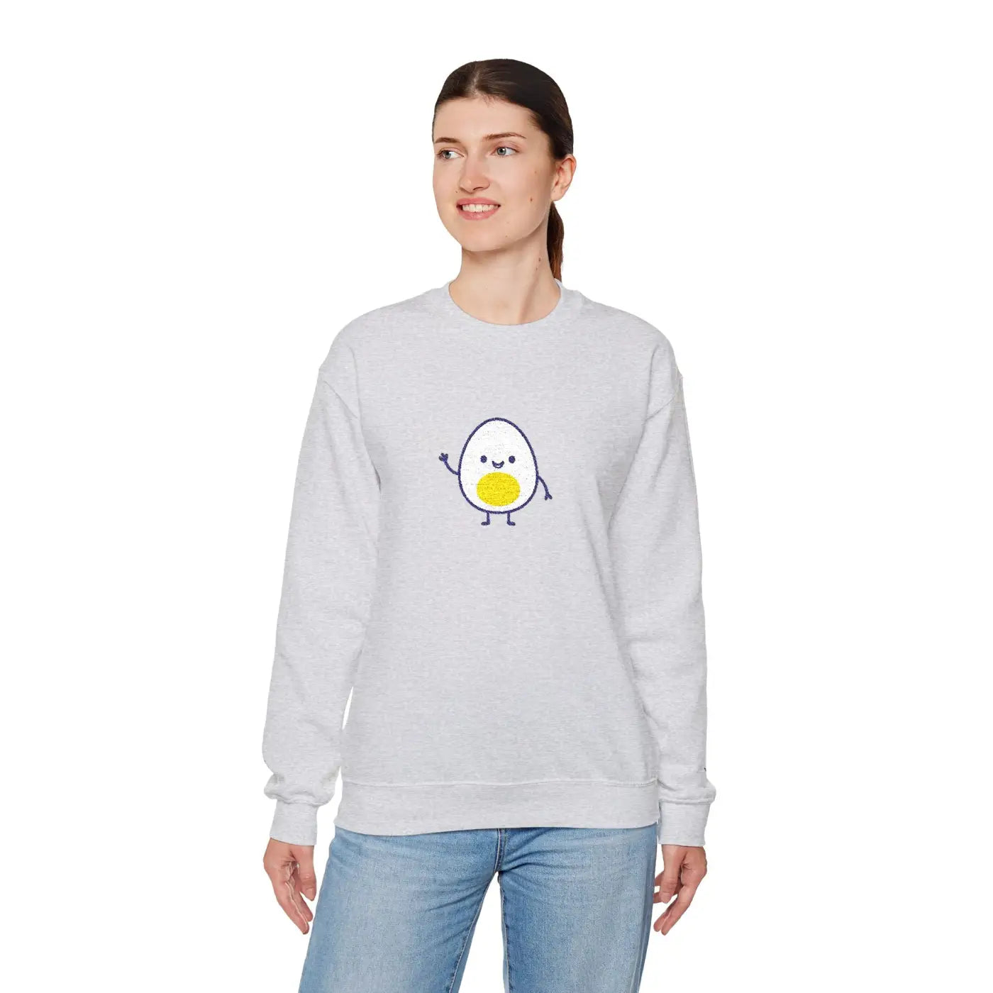 Cute Egg Embroidered Sweatshirt - Cozy Vibes Everyday - DipaliZ