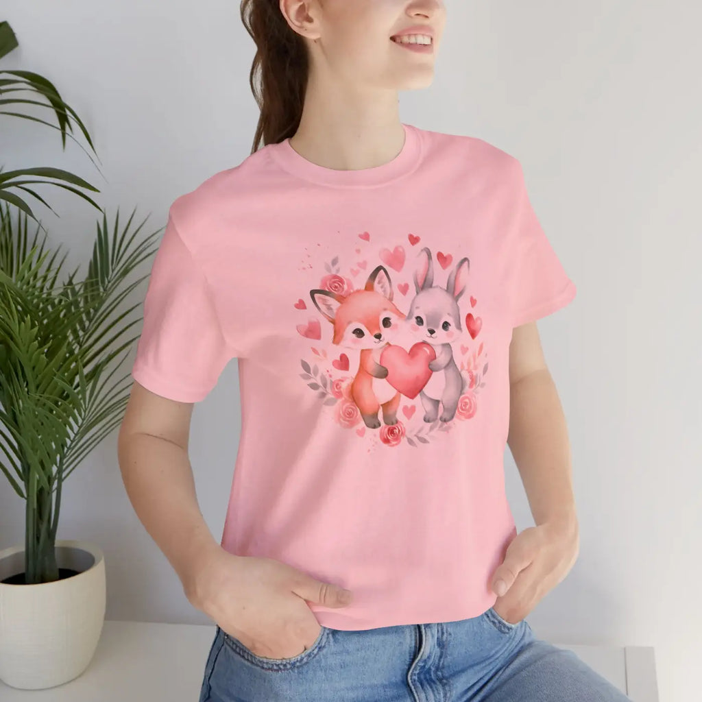 Bunny Heart Tee - Cute Woodland Couple Animal Shirt - DipaliZ