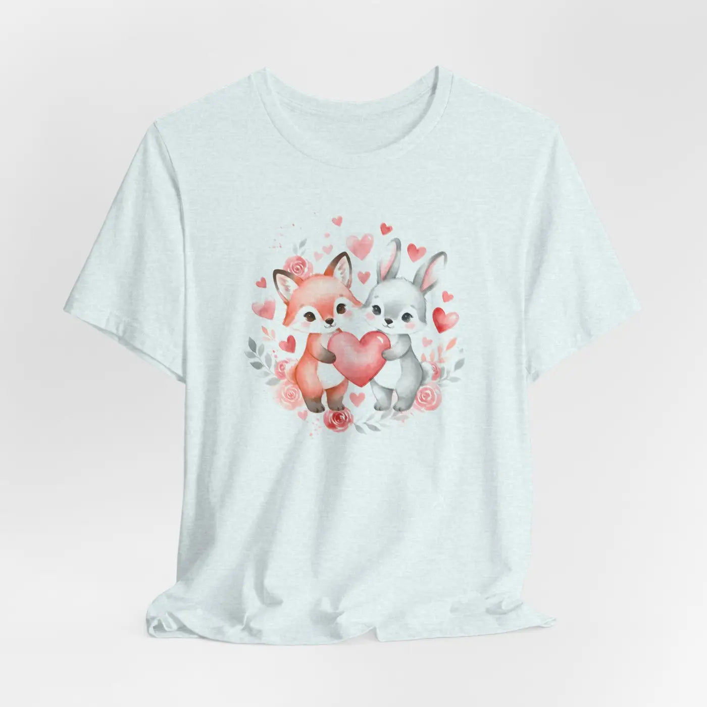 Bunny Heart Tee - Cute Woodland Couple Animal Shirt - DipaliZ