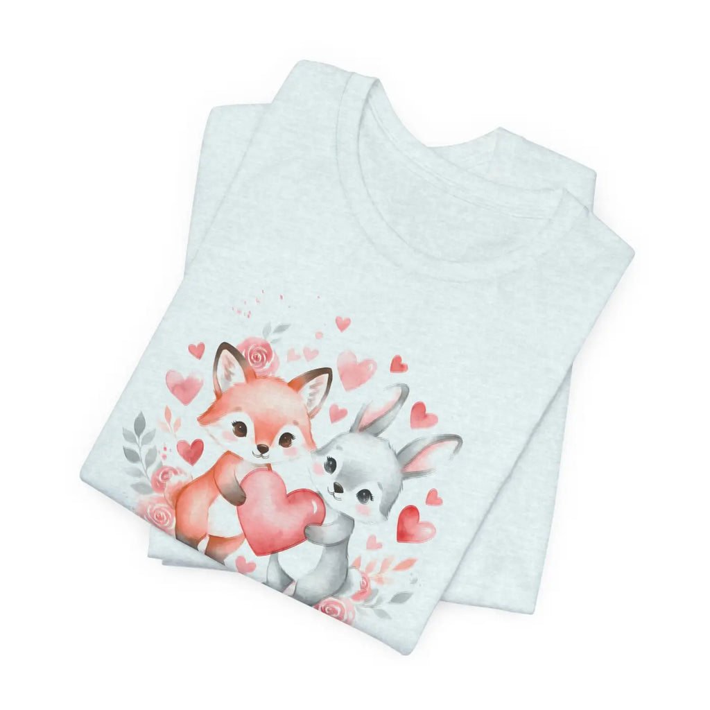 Bunny Heart Tee - Cute Woodland Couple Animal Shirt - DipaliZ