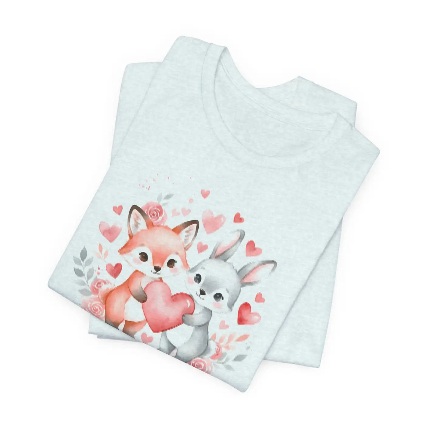 Bunny Heart Tee - Cute Woodland Couple Animal Shirt - DipaliZ