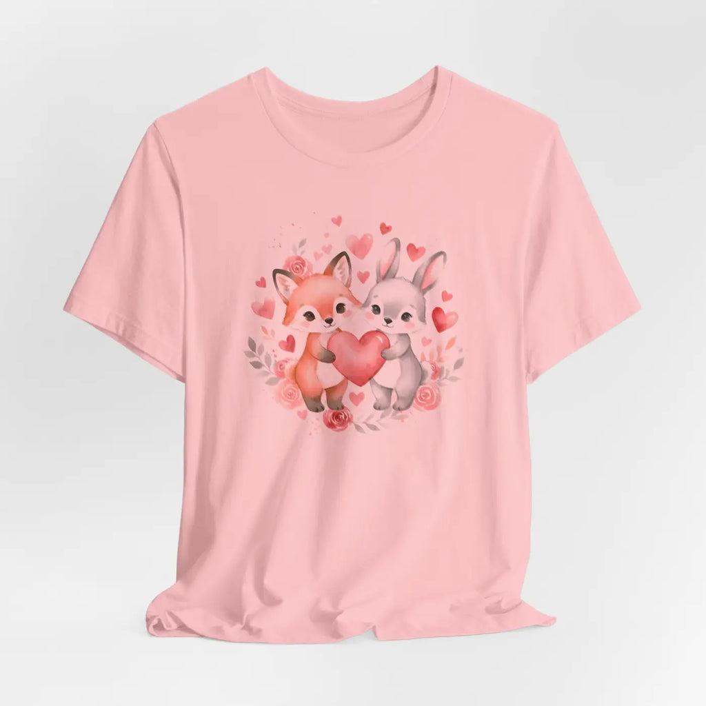 Bunny Heart Tee - Cute Woodland Couple Animal Shirt - DipaliZ