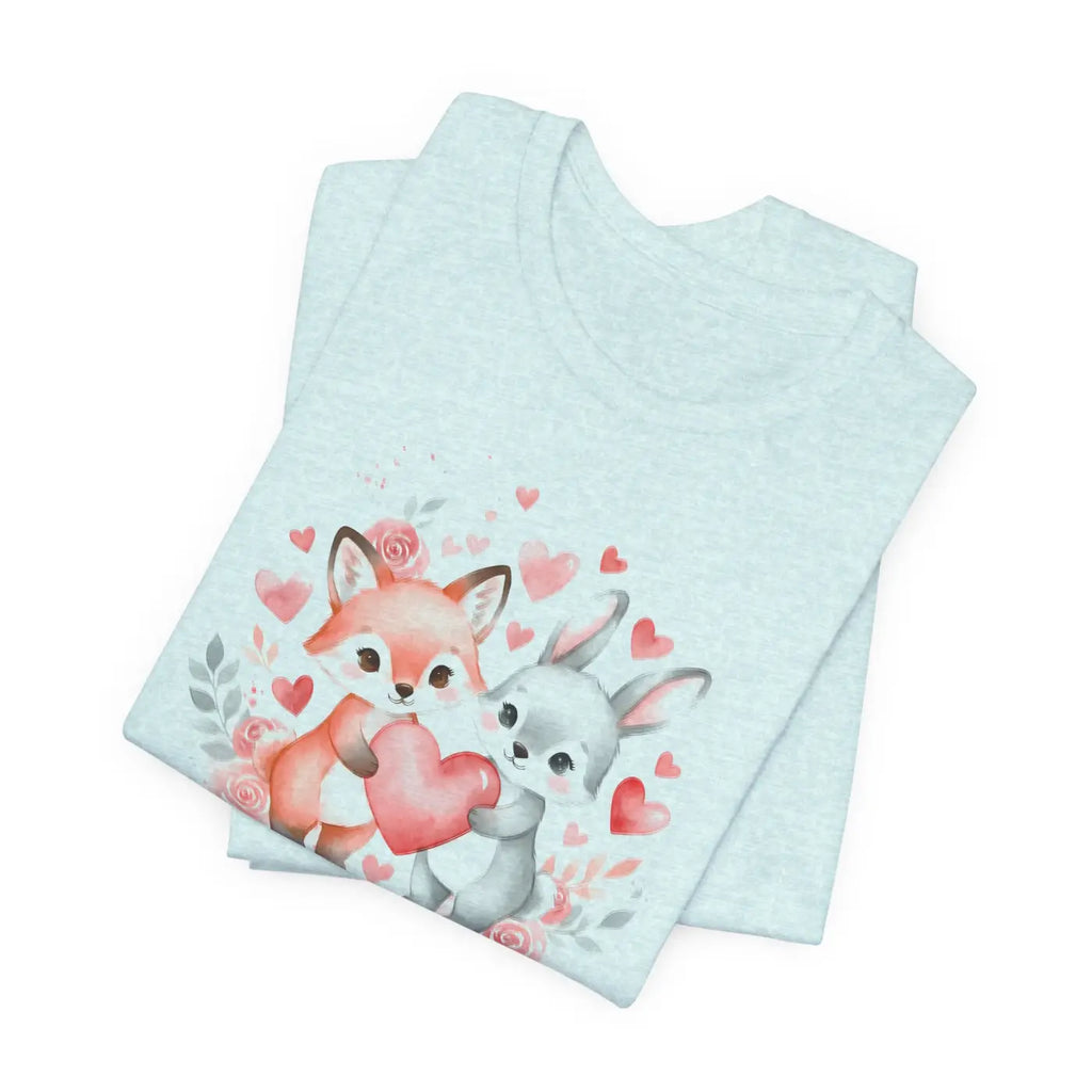 Bunny Heart Tee - Cute Woodland Couple Animal Shirt - DipaliZ
