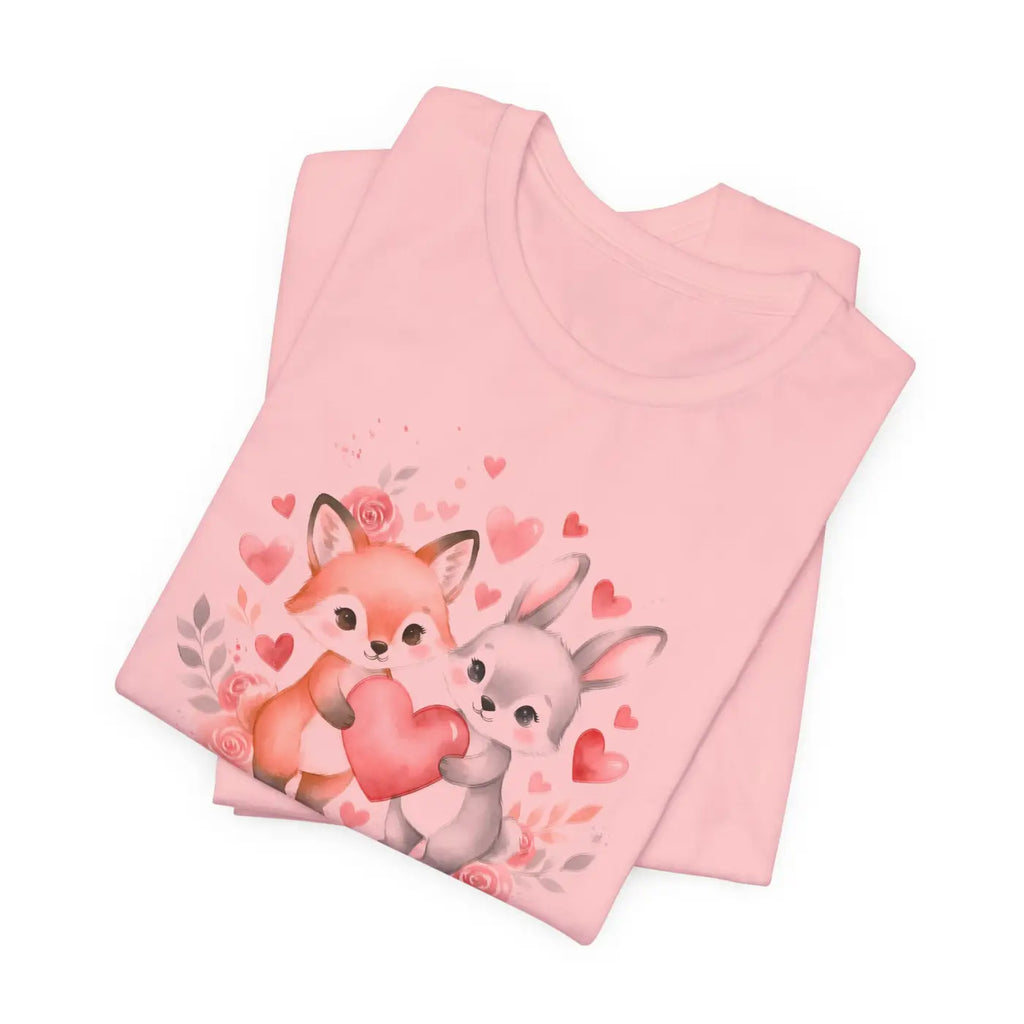 Bunny Heart Tee - Cute Woodland Couple Animal Shirt - DipaliZ