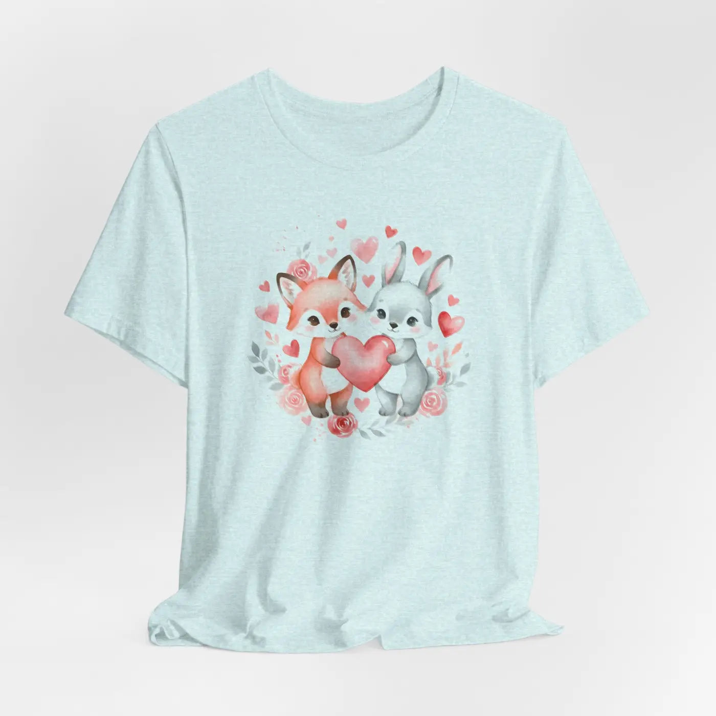 Bunny Heart Tee - Cute Woodland Couple Animal Shirt - DipaliZ
