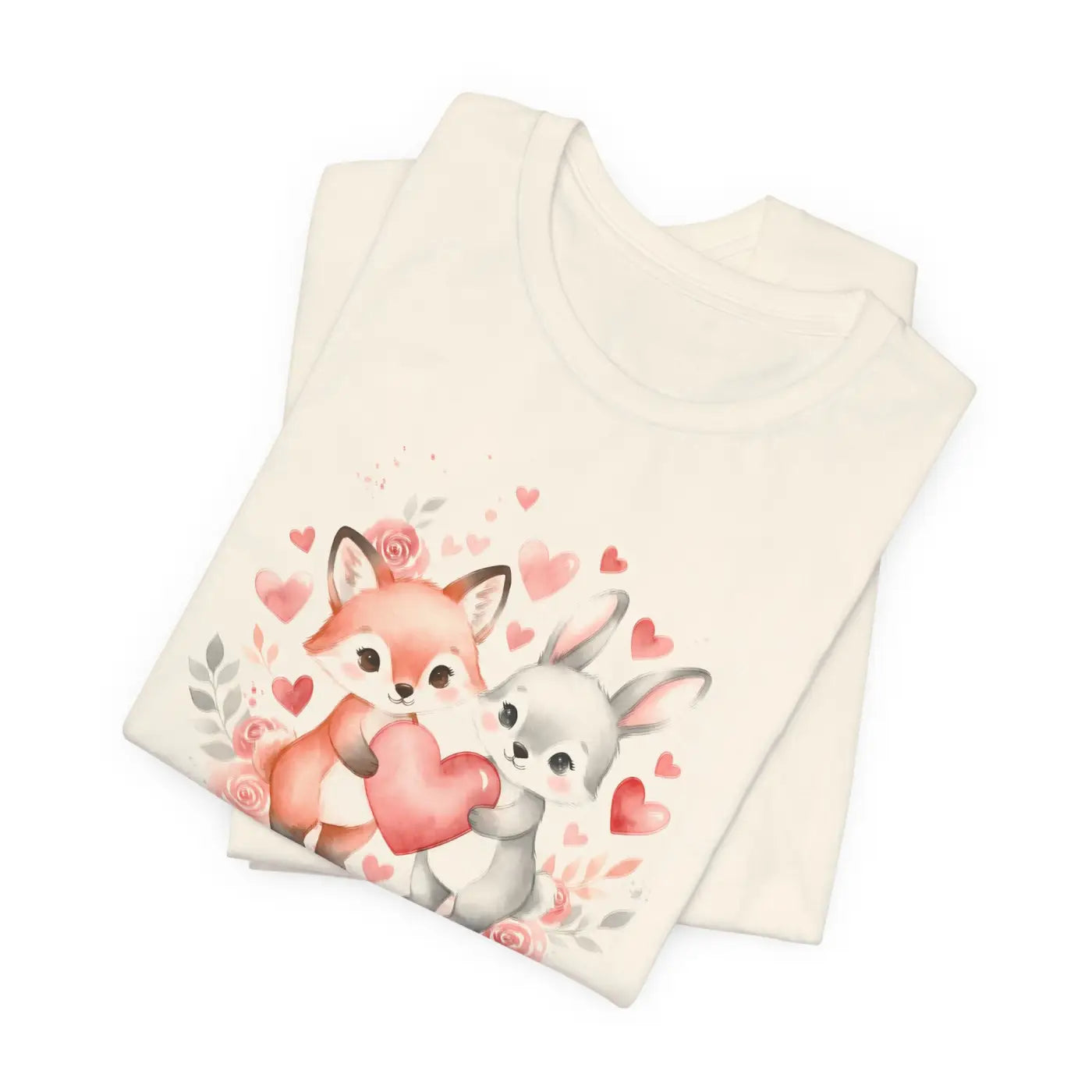 Bunny Heart Tee - Cute Woodland Couple Animal Shirt - DipaliZ
