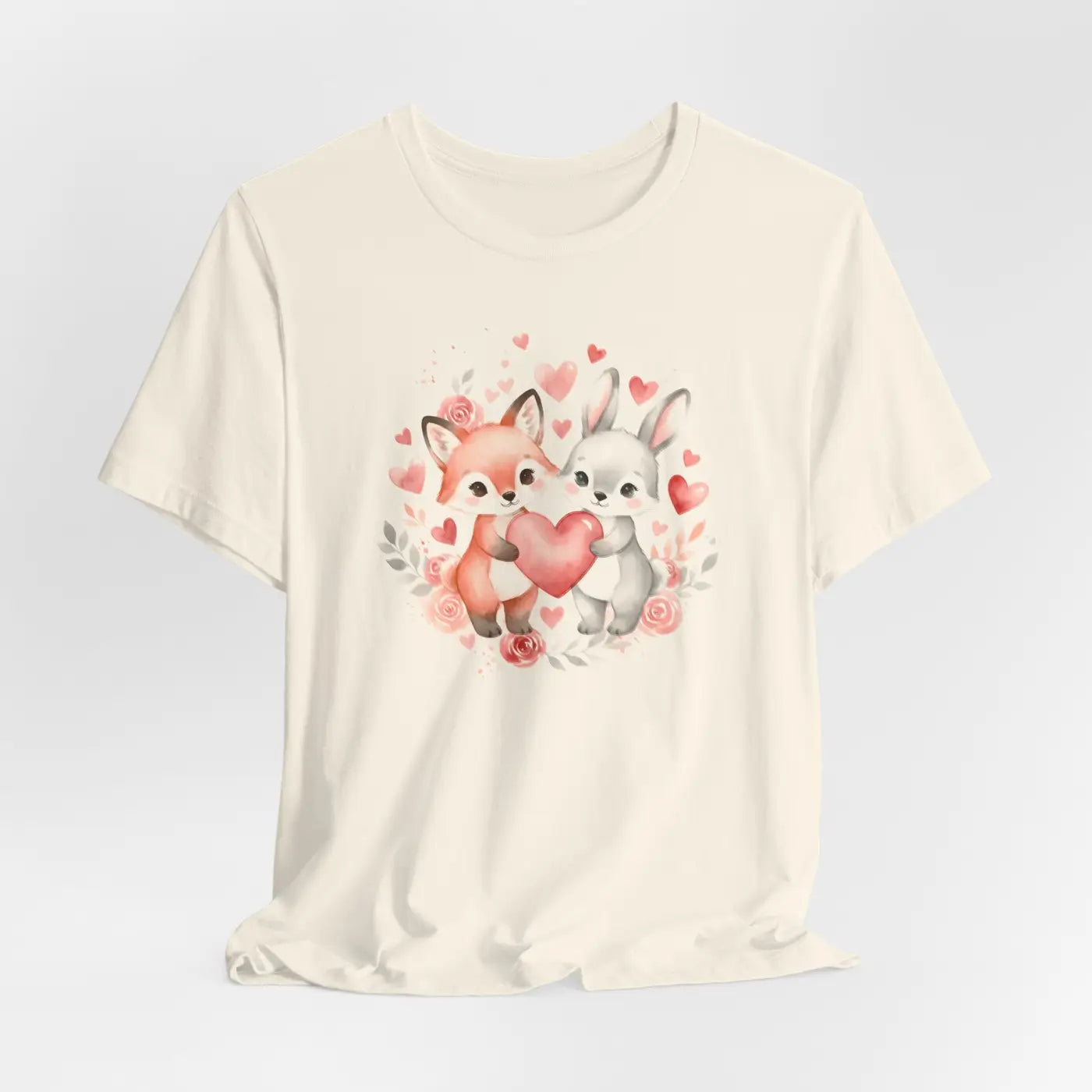 Bunny Heart Tee - Cute Woodland Couple Animal Shirt - DipaliZ