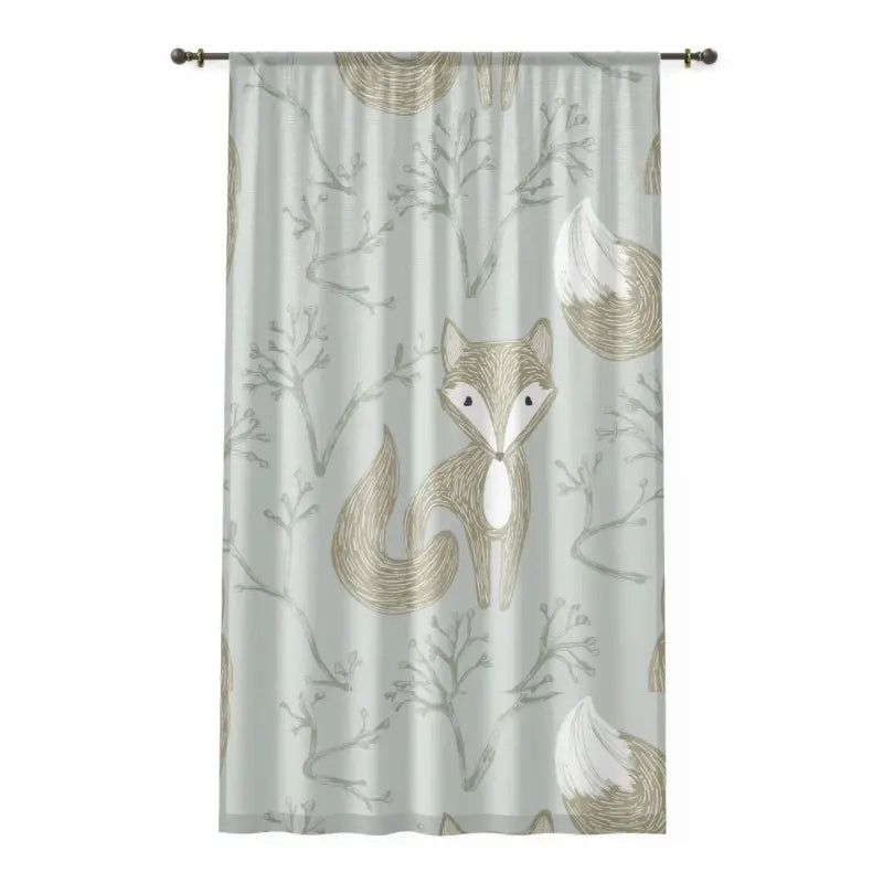 Teal Window Curtain - Whimsical Fox Print for Kids - DipaliZ