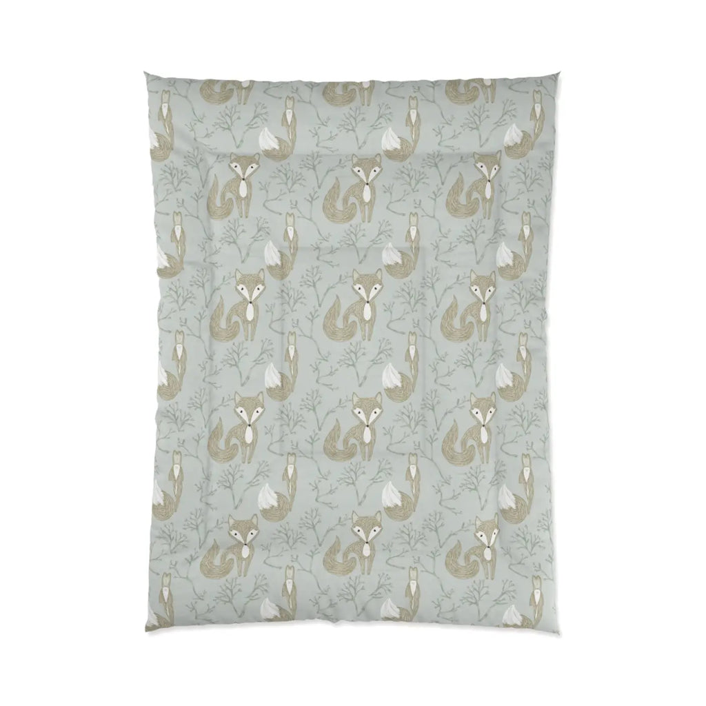 Teal Comforter - Cute Fox Polyester Design - DipaliZ