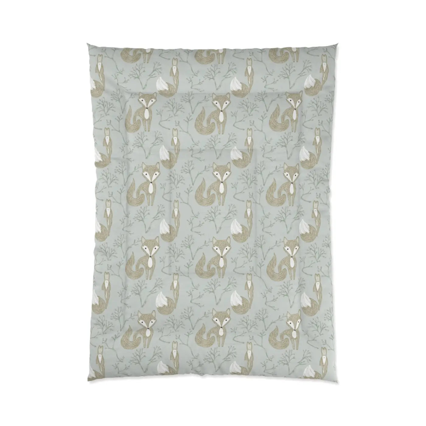 Teal Comforter - Cute Fox Polyester Design - DipaliZ