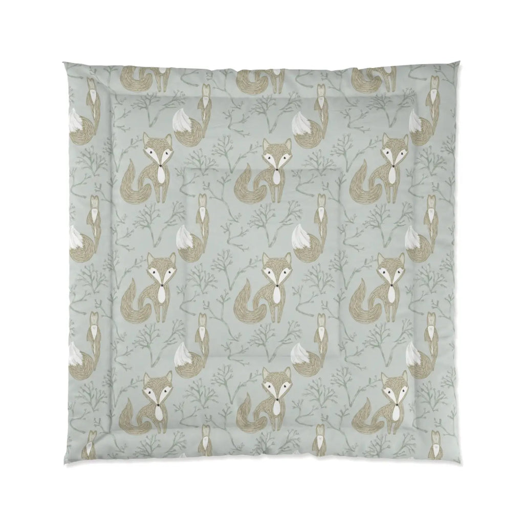 Teal Comforter - Cute Fox Polyester Design - DipaliZ