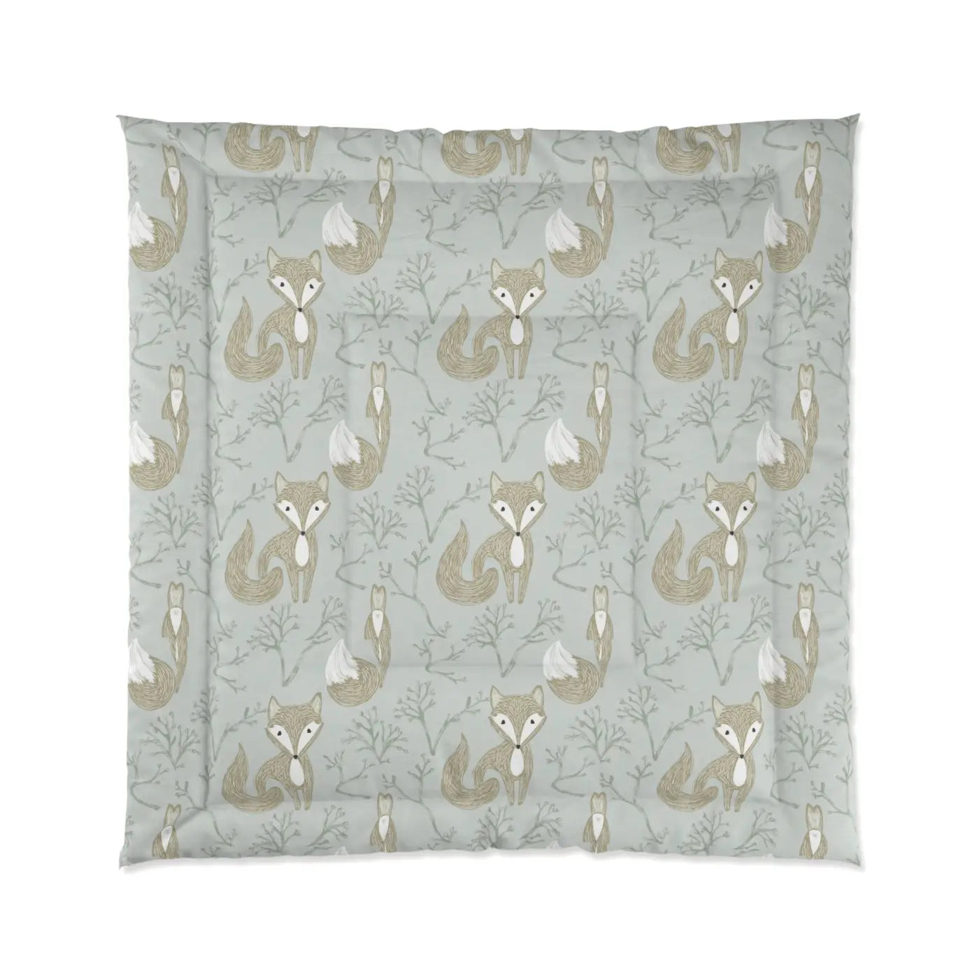 Teal Comforter - Cute Fox Polyester Design - DipaliZ